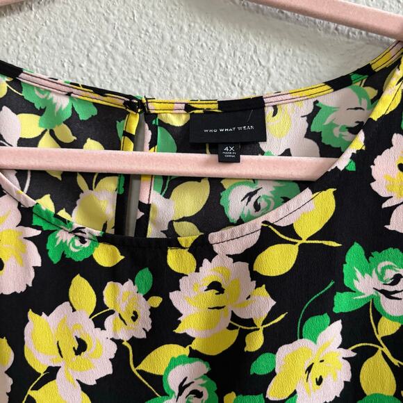 Who What Wear Floral Tiered Mini Dress Yellow Flowers Women's Size 4XL - Picture 5 of 12